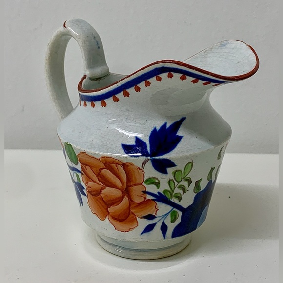 19th Century Antique Gaudy Dutch Double Rose Pattern Hand Painted Creamer Jug - Picture 4 of 16
